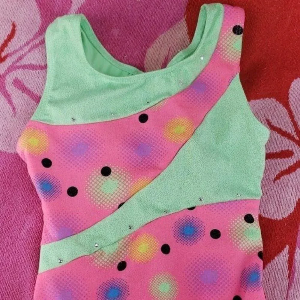 Freestyle Danskin Pink Dotted Dance Gymnastics Leotard‎ Size Small